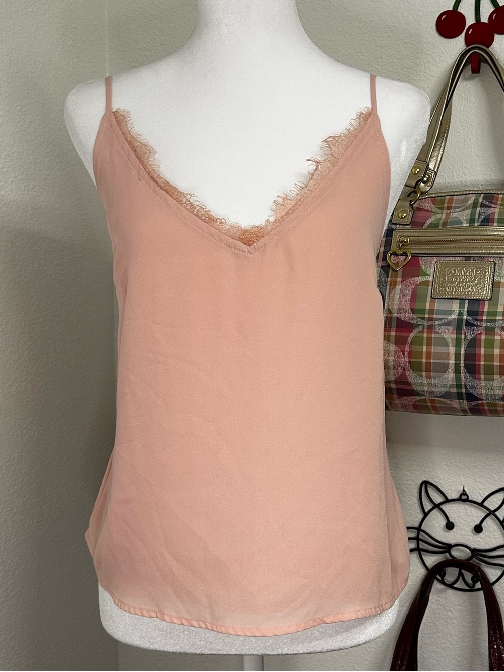 Women’s salmon pink rose tank top lace cami society and stitch large sleeveless